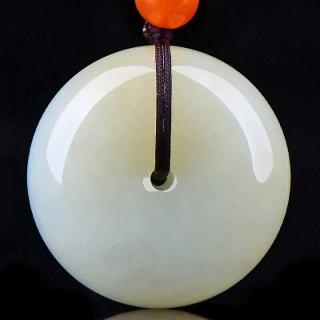 可玉可求和田玉平安扣吊坠 寓意圆满平安 亲朋好友礼物 款四 糖白玉 h