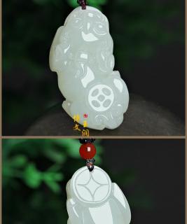 博文玉润 和田玉貔貅吊坠 白玉貔貅挂件 男女款玉石项链饰品 附证书