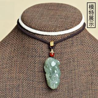 新疆和田玉貔貅吊坠青玉湖水绿钱串挂件男女款玉项链饰 1.配普通线挂